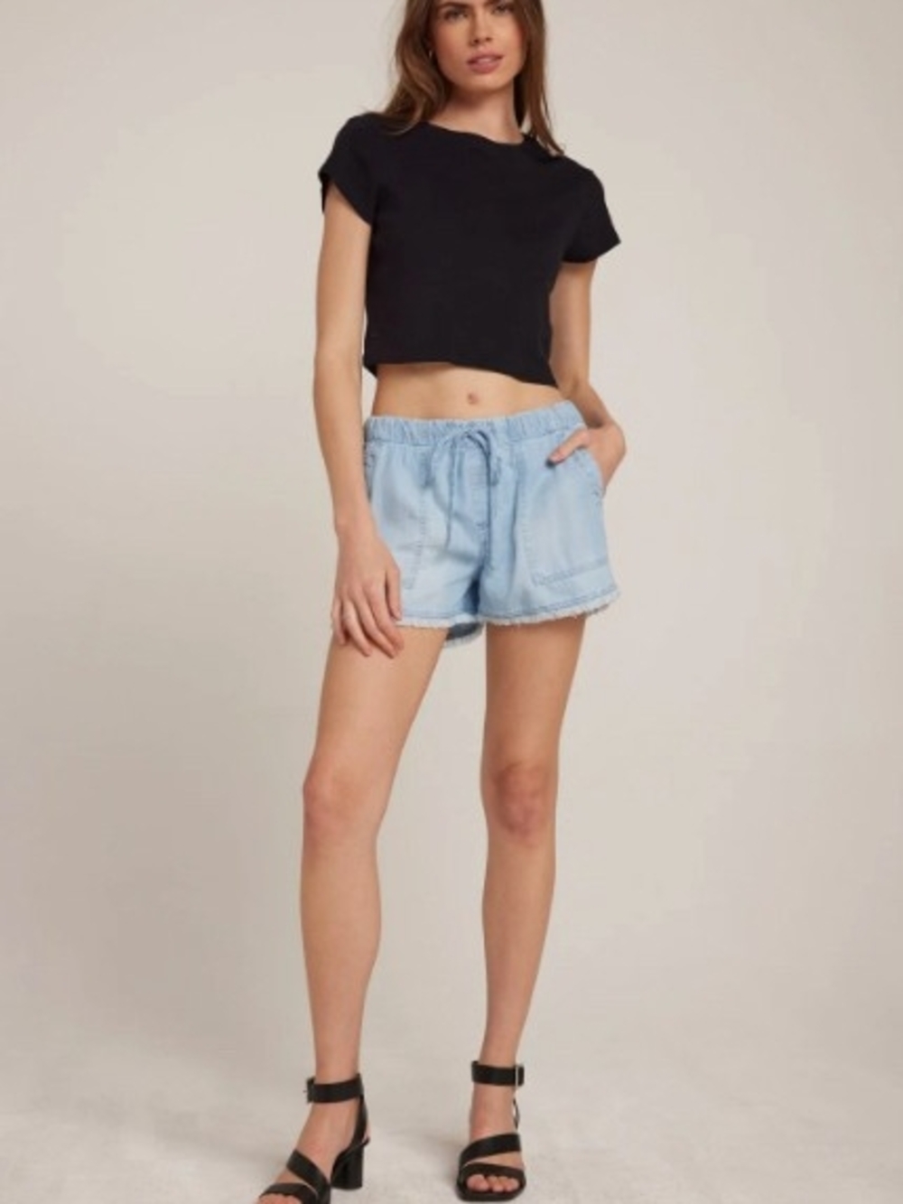 Bella Dahl Light Blue Denim Drawcord Shorts